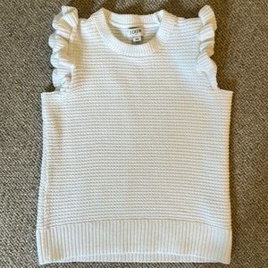 J Crew cotton textured ruffle sleeveless sweater size XS white
